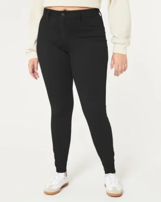 Leggings vaqueros negros de talle alto y corte curvilíneo