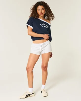 Mini pantalones cortos de felpa con rayas laterales