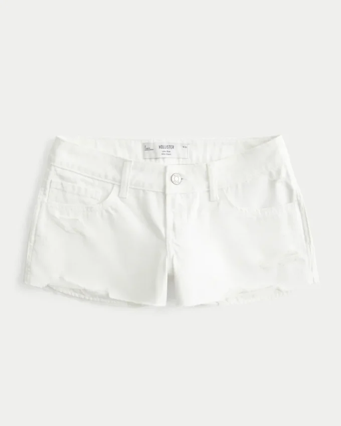 Mini shorts vaqueros blancos desgastados de talle bajo Mini shorts vaqueros blancos desgastados de talle bajo