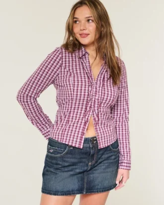 Minifalda pantalón vaquera de talle bajo y lavado oscuro