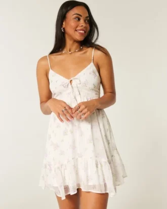 Minivestido asimétrico de gasa