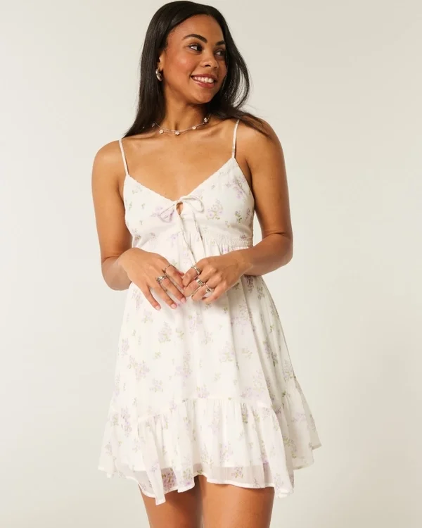 Minivestido asimétrico de gasa Minivestido asimétrico de gasa