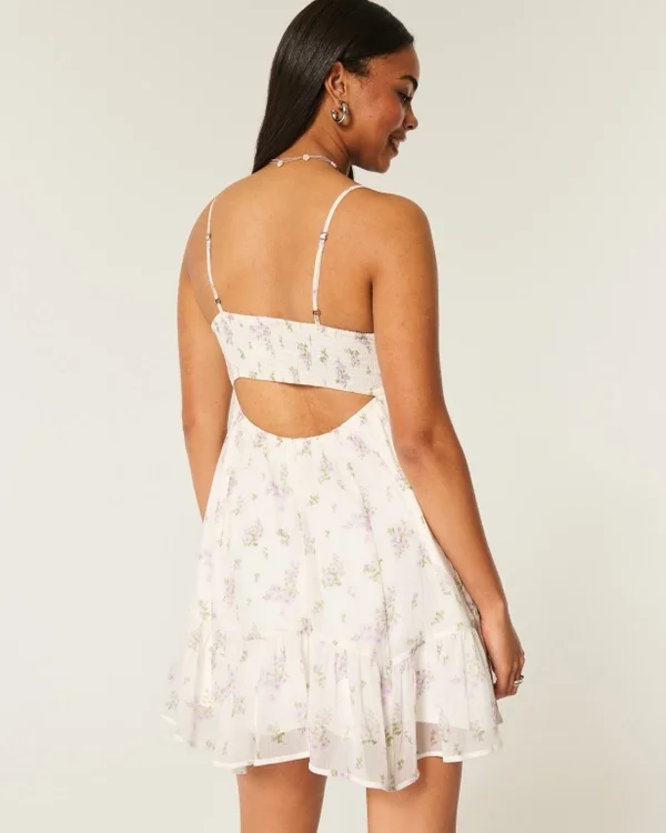 Minivestido asimétrico de gasa Minivestido asimétrico de gasa