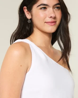 Minivestido asimétrico de mezcla de lino