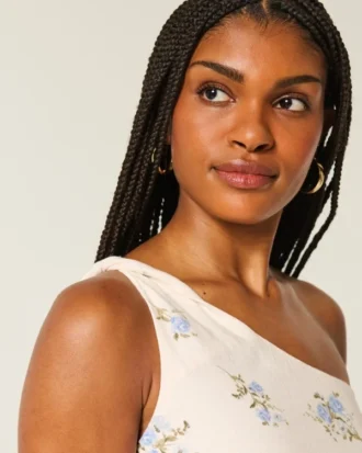 Minivestido asimétrico de mezcla de lino