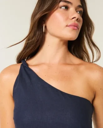 Minivestido asimétrico de mezcla de lino Minivestido asimétrico de mezcla de lino