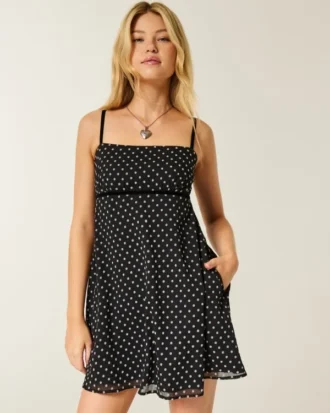 Minivestido babydoll de gasa