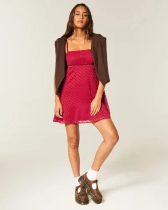 Minivestido babydoll de gasa Minivestido babydoll de gasa