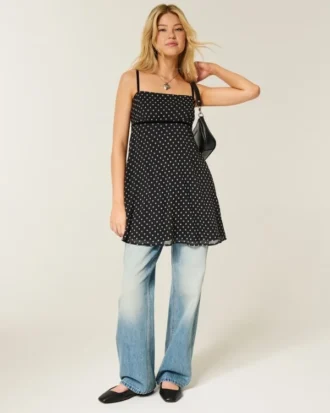 Minivestido babydoll de gasa