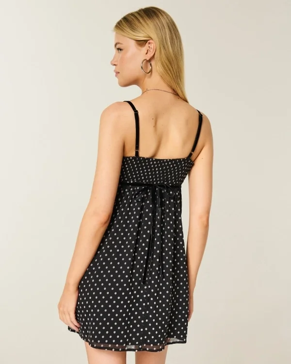 Minivestido babydoll de gasa Minivestido babydoll de gasa