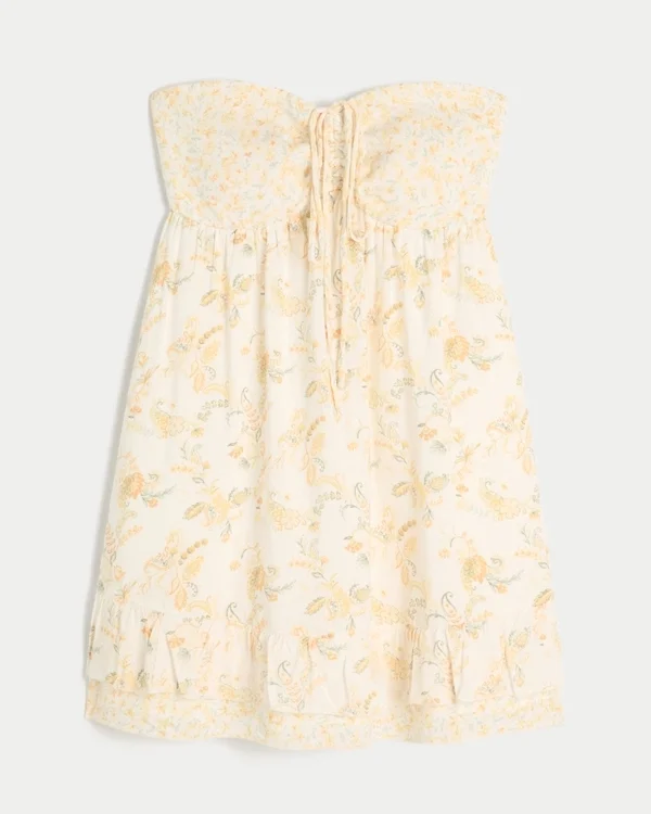 Minivestido babydoll sin tirantes con volantes Minivestido babydoll sin tirantes con volantes