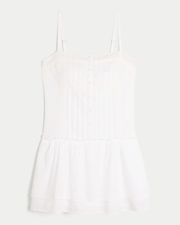 Minivestido con ribete de encaje Minivestido con ribete de encaje