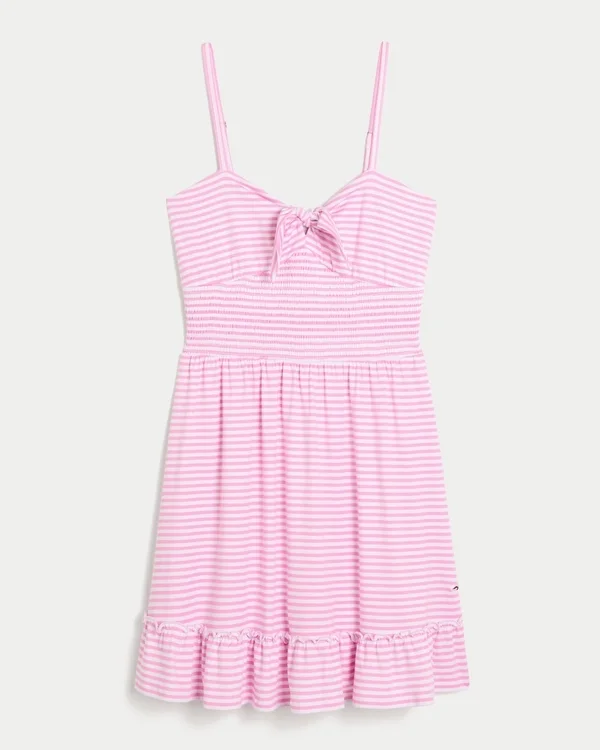 Minivestido de punto con lazo delantero Minivestido de punto con lazo delantero