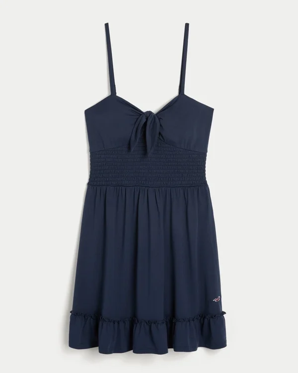 Minivestido de punto con lazo delantero Minivestido de punto con lazo delantero