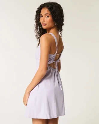 Minivestido estructurado de mezcla de lino Minivestido estructurado de mezcla de lino