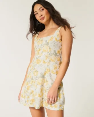 Minivestido estructurado de mezcla de lino Minivestido estructurado de mezcla de lino