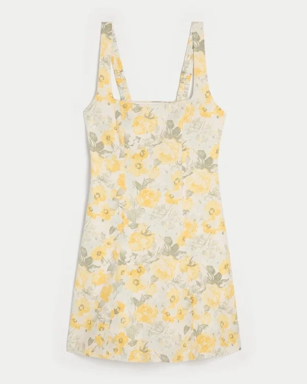 Minivestido estructurado de mezcla de lino Minivestido estructurado de mezcla de lino