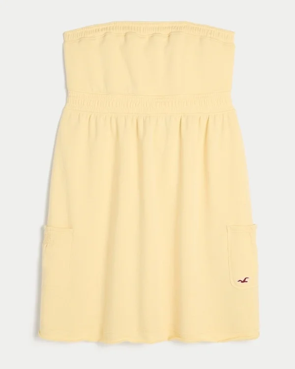 Minivestido sin tirantes de felpa Minivestido sin tirantes de felpa