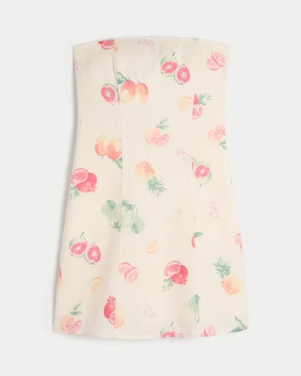 Minivestido sin tirantes de mezcla de lino Minivestido sin tirantes de mezcla de lino