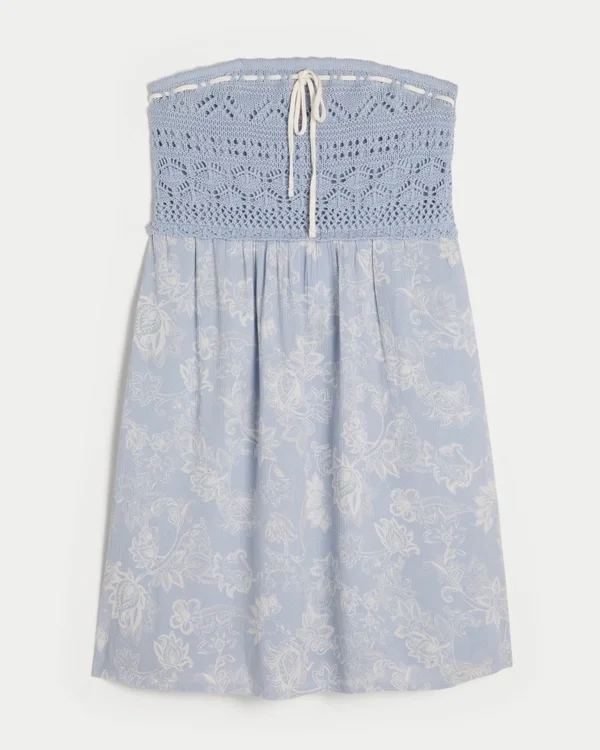 Minivestido sin tirantes estilo crochet Minivestido sin tirantes estilo crochet