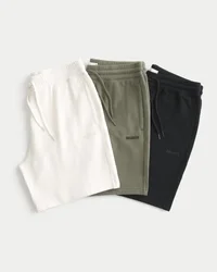 Pack de 3 pantalones cortos de felpa con logo por encima de la rodilla