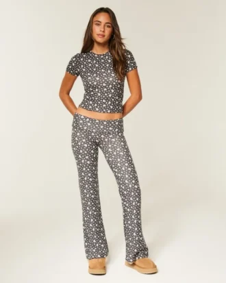 Pantalones acampanados con cintura cruzada de punto Always Cozy