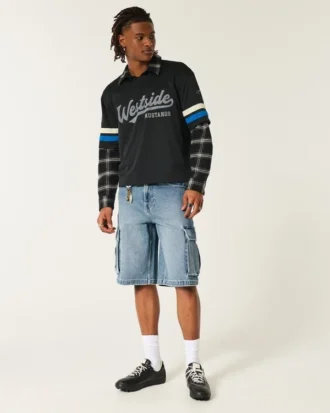 Pantalones cortos cargo vaqueros superholgados de lavado medio
