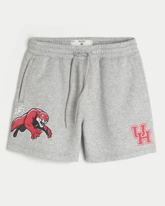 Pantalones cortos de felpa hasta la mitad del muslo con gráfico de la Universidad de Houston
