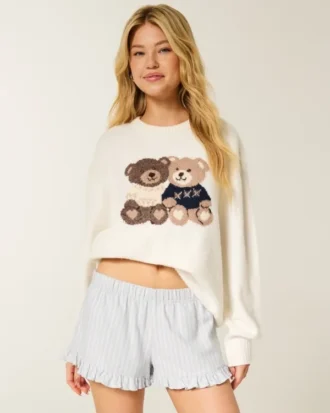 Pantalones cortos de franela con volantes Pantalones cortos de franela con volantes