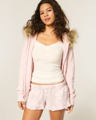 Pantalones cortos de franela con volantes Pantalones cortos de franela con volantes