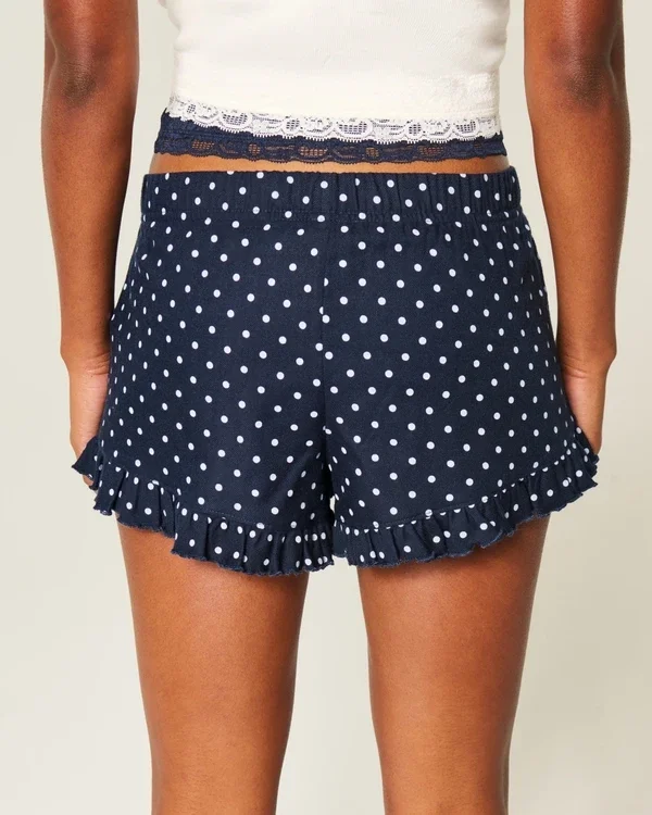 Pantalones cortos de franela con volantes Pantalones cortos de franela con volantes