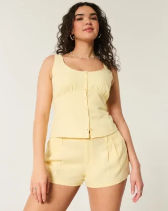 Pantalones cortos de mezcla de lino de talle bajo Livvy de Hollister Pantalones cortos de mezcla de lino de talle bajo Livvy de Hollister