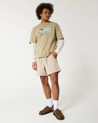 Pantalones cortos de mezcla de lino hasta la mitad del muslo
