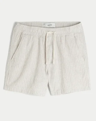 Pantalones cortos de mezcla de lino y seersucker hasta la mitad del muslo