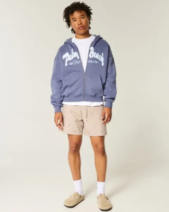 Pantalones cortos elásticos con estampado de langosta hasta la mitad del muslo Pantalones cortos elásticos con estampado de langosta hasta la mitad del muslo