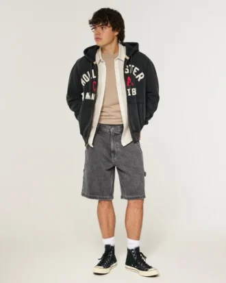 Pantalones cortos holgados de denim tipo pintor