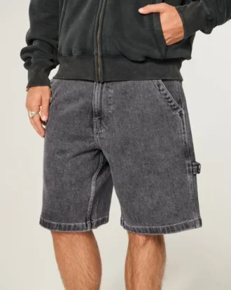 Pantalones cortos holgados de denim tipo pintor