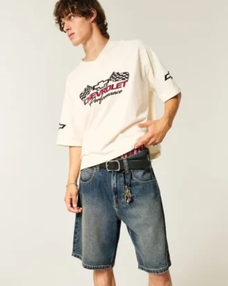 Pantalones cortos vaqueros holgados con estampado de serpiente Pantalones cortos vaqueros holgados con estampado de serpiente