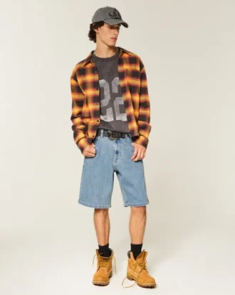 Pantalones cortos vaqueros holgados con logotipo bordado