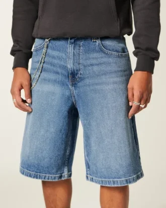 Pantalones cortos vaqueros superholgados con gráfico de águila