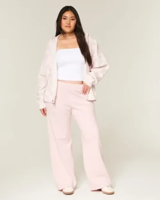 Pantalones de chándal anchos con bolsillo en forma de corazón
