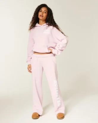 Pantalones de chándal anchos con gráfico del logotipo Pantalones de chándal anchos con gráfico del logotipo