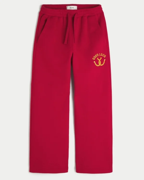 Pantalones de chándal bootcut con gráfico Good Luck Pantalones de chándal bootcut con gráfico Good Luck