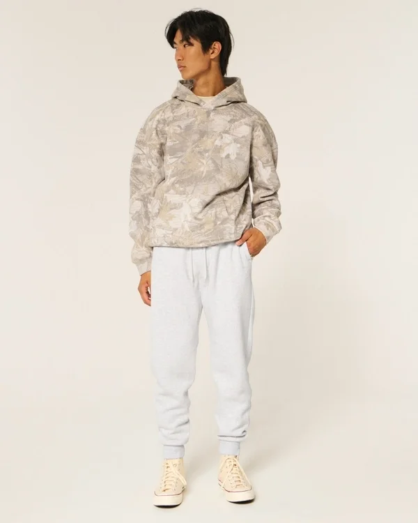 Pantalones de chándal de felpa con canalé relajado Pantalones de chándal de felpa con canalé relajado