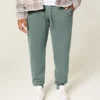 Pantalones de chándal de felpa con canalé relajado Pantalones de chándal de felpa con canalé relajado
