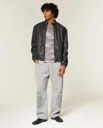 Pantalones de chándal holgados con estampado de doble serpiente