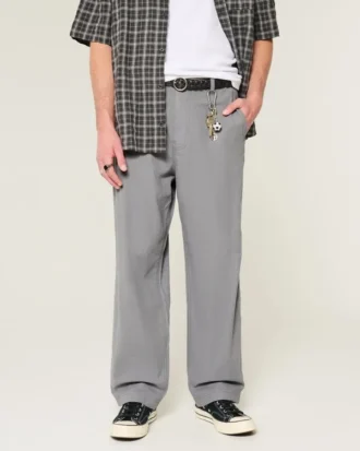 Pantalones holgados con cintura elástica de mezcla de lino