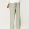 Pantalones holgados con cintura elástica y mezcla de lino Pantalones holgados con cintura elástica y mezcla de lino