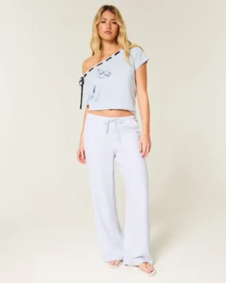 Pantalones holgados de mezcla de lino
