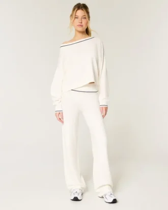 Pantalones rectos con cintura cruzada y tejido de punto de Gilly Hicks